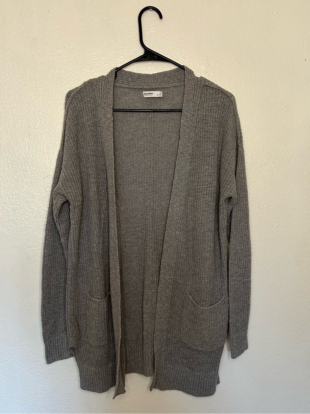 Sonoma Gray Open-Front Knit Cardigan